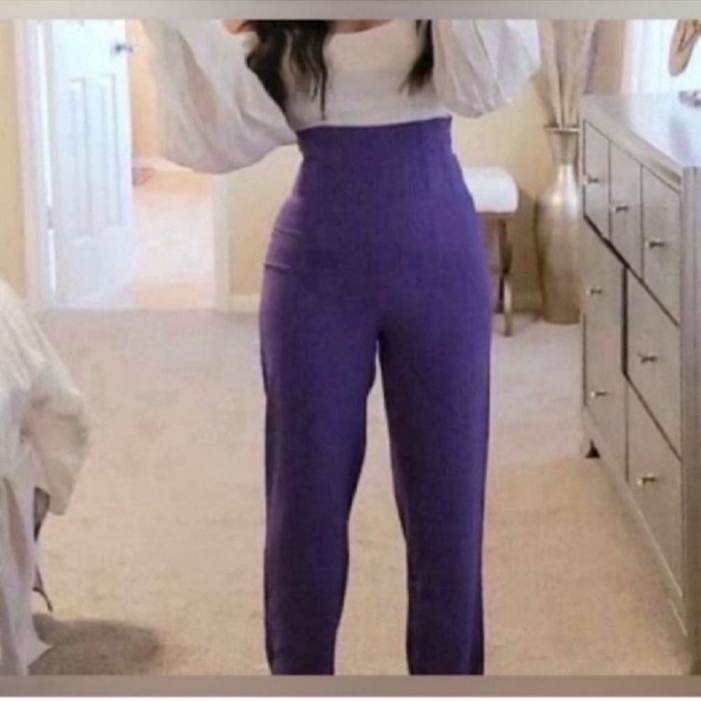 Spring High Waist Solid Pants Size Size Xsmall - Picture 3 of 13